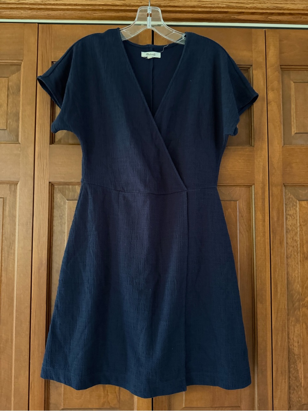 Madewell Navy Wrap-Style Short Sleeve Mini Dress